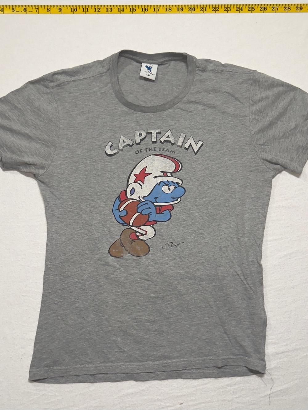 Vintage smurfs Captain Graphic Crewneck T-Shirt - Gray
